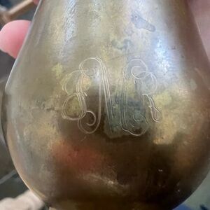 monogrammed vintage india brass vase